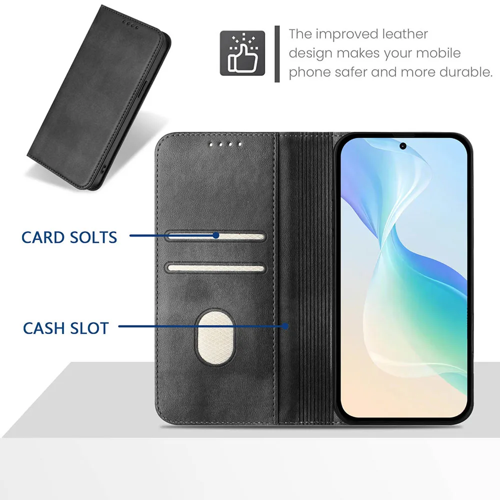 Leather Wallet Flip Cover with Magnetic Closure