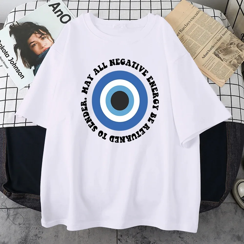 

May All Negative Energy Be Return To Sender Slogan Eye Men's T-shirt Soft Short Sleeve Plus Size T-shirt Breathable T-shirt