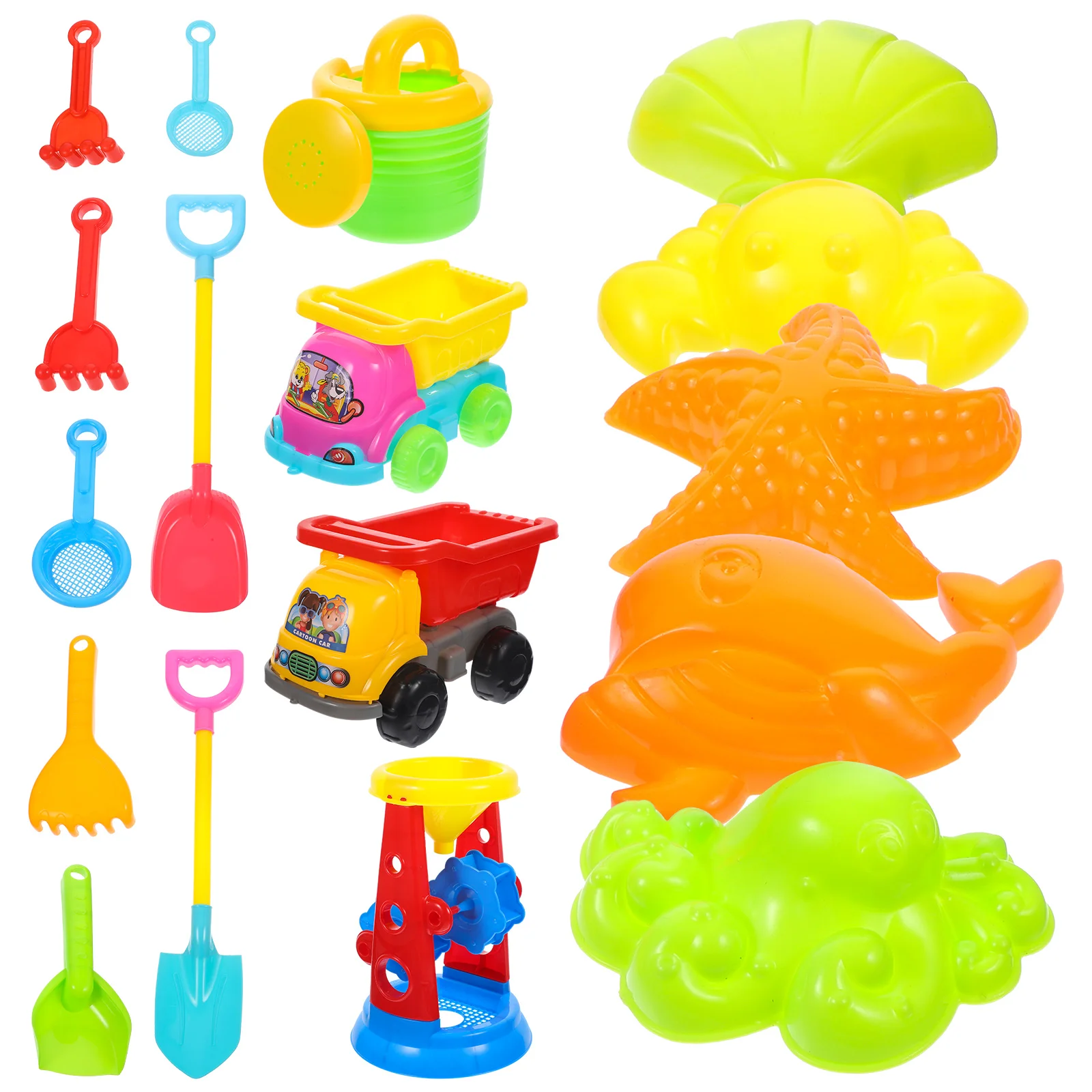 

17pcs Beach Sand Toys Set Sand Castle Set with Sand Molds Car Watering Can Sandbox Outdoor Beach Toys Set for Kids Toddlers