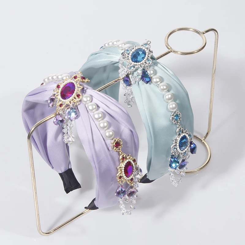

Rhinestone Knotted Headbands Bezel Turban Elastic Cross Bow Hairbands for Women Hair Hoop Bands Girls Hair Accessories Jewelry