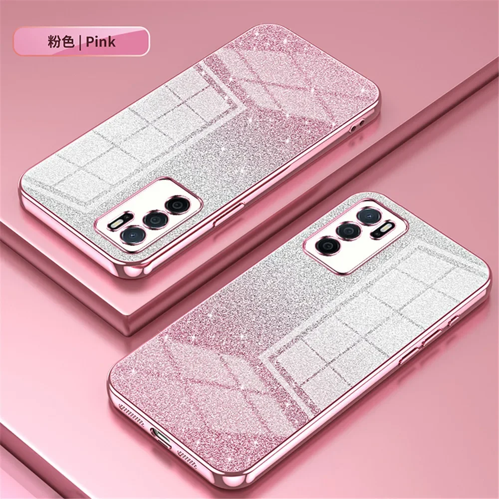 Gradient Glitter Plating Clear Phone Case - Soft Cover with Premium Design