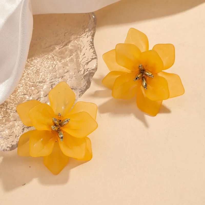 Pendientes acrílicos flor multicolor moda coreana