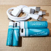 1.5V Constant Voltage USB C Rechargeable AA AAA Lithium Battery, 2200mAh AA 600mAh AAA Combo Pack, Fast Charging 1200 Cycle Life 2