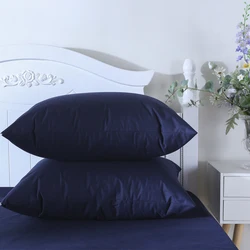 Set of 2 Waterproof Hypoallergenic Pillow Protectors with Zipper, Bedbug Proof - 50*70cm (Navy Blue)