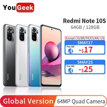 Global Version Xiaomi Redmi Note 10S Smartphone 64GB/128GB Helio G95 64MP Camera 6.43" AMOLED Display 5000mAh 33W Fast Charging