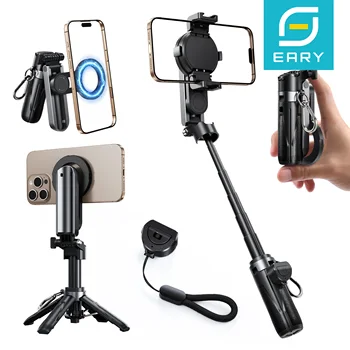 Treppiede per selfie stick allungabile Eary con telecomando wireless portatile 360 ° Supporto per telefono con rotazione per iPhone 17 Pro Max 16 Samsung S25