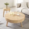 2-Piece Solid Wood Coffee Table Set, Rustic Round Farmhouse End Tables for Living Room, 31x31x16 in 1
