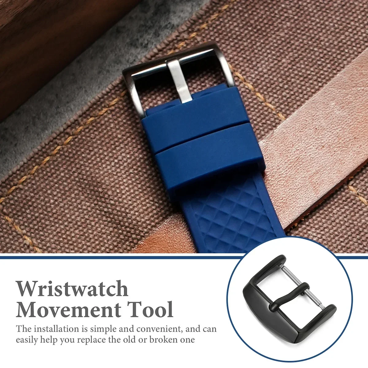 Elegant Brushed Stainless Steel Watch Pin Buckle - Silver, Gold, Black Finish
