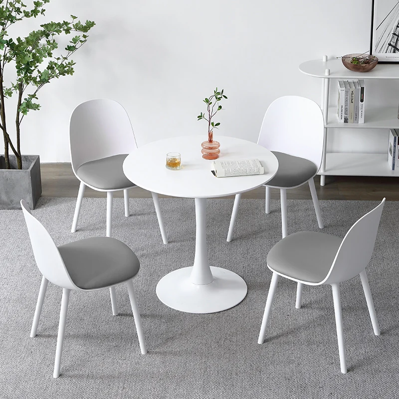 Modern Simple Negotiation Leisure Table and Chair Combination Reception Business Meeting Negotiation Milk Tea Shop White meeting room solid wood leather round table small conference table for 6 people simple modern reception table negotiation