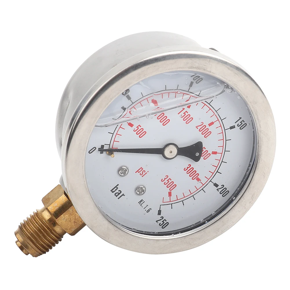 Hydraulic Gauge Hydraulic Pressure Gauge Manometer 0-250Bar 0- 3750PSI G1/4 63mm  Hydraulic Water Pressure Gauge Meter