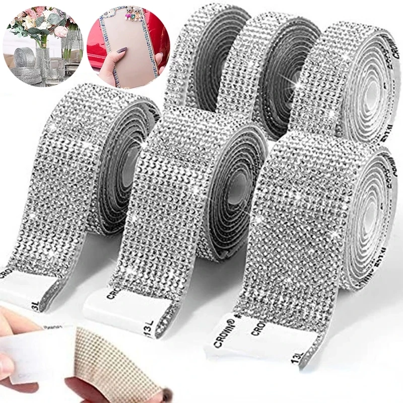 4pcs Self Adhesive Crystal Rhinestone Ribbon, Rhinestone Strips, DIY  Diamond Bling Ribbon Stickers Rhinestone Tape Roll For Crafts Phone Car  Decorations