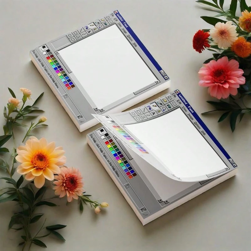 Vintage Computer Drawing Sticky Notes 50 Sheets Durable Adhesive Journaling Scrapbooking School Office Artist DIY Craft Memo - 2
