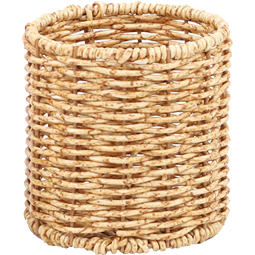 

Rattan Pencil Cup Holder Wicker Pen Cup Handmade Makeup Brush Holder Woven Vase Organizer Gel Pen Container Boho
