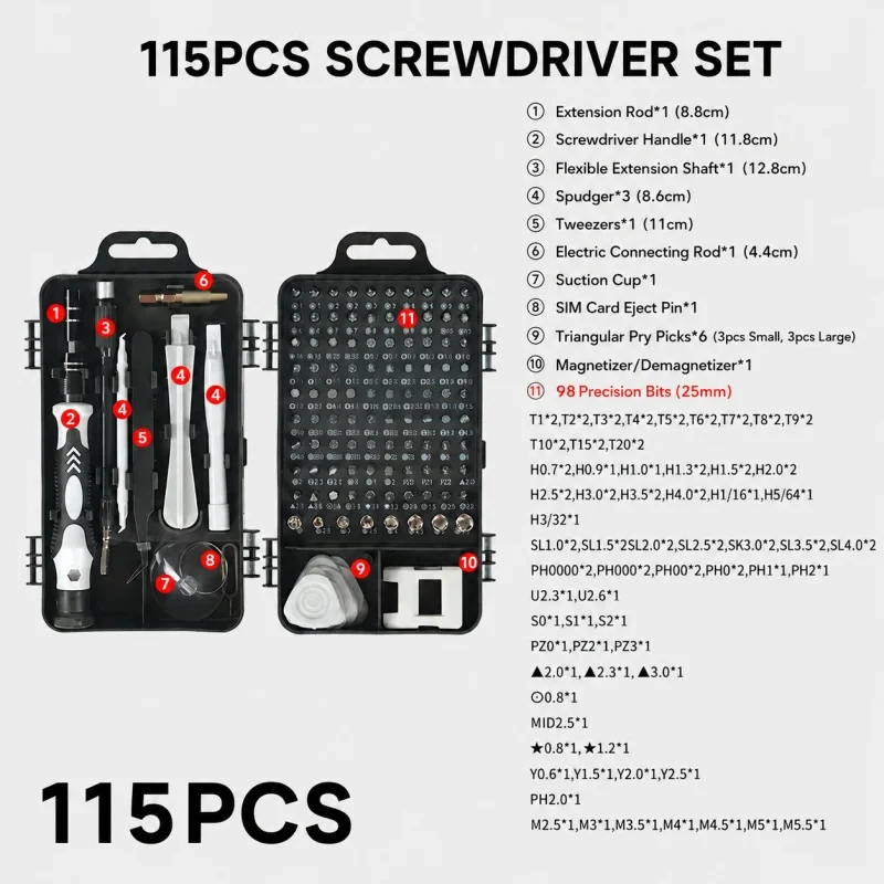 Precision Screwdriver Set with Magnetic Bits - Professional Electronics Repair Kit