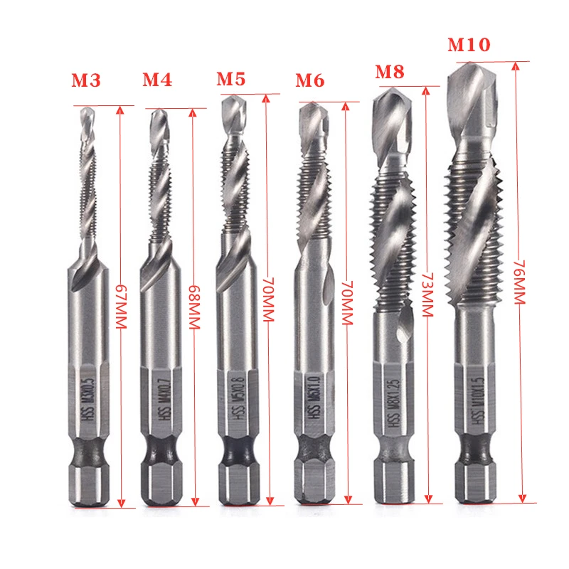 best low angle block plane Titanium Plated Hex Shank HSS Screw Thread Metric Tap Drill Bits Machine Compound Hand Tools M3 M4 M5 M6 M8 M10 Tap Drill best electric hand planer Hand Tools