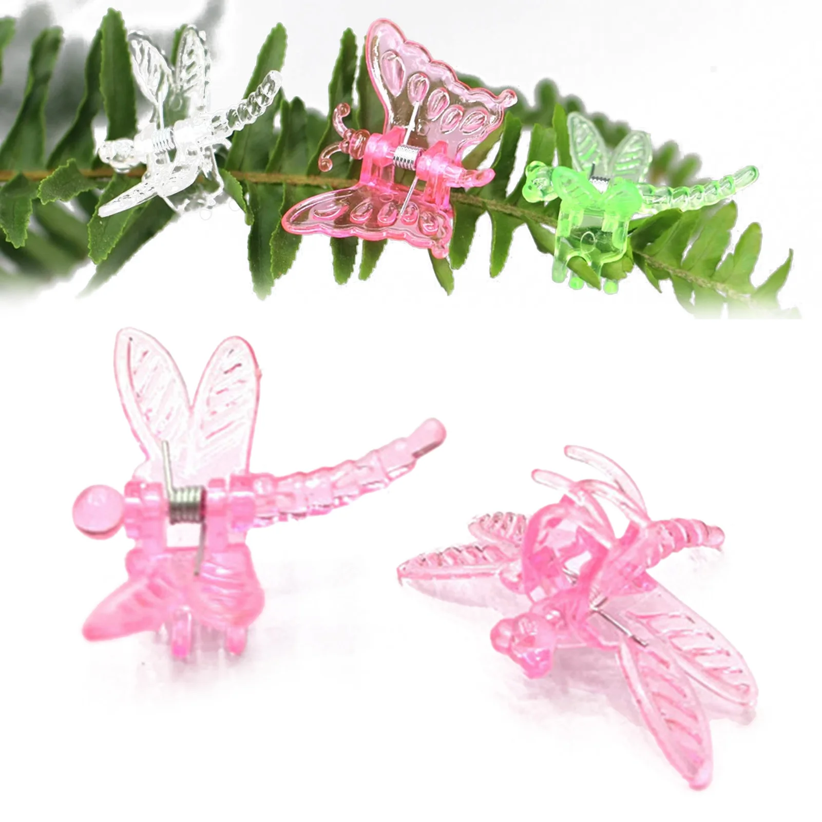 Orchid Clips Dragonfly Clamps Garden Plants Vine Climbing Fixed Support Colorful Plastic Ornamental Bonsai Decoration 100PCS plant clips,plastic plant clips