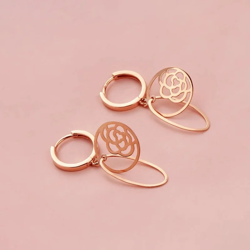 

Серьги женские маленькие с полыми цветами, розовое золото 585 пробы, 14 к