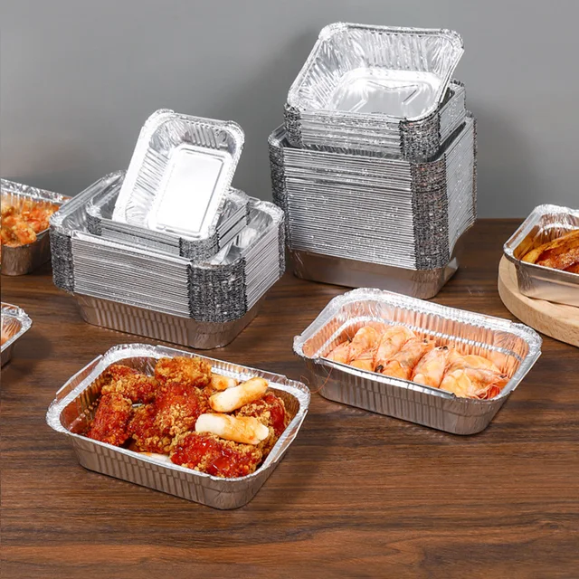 Fast Food Bowl Disposable Lunch Box Convenient Barbecue Containers Throw- away Lunchbox Aluminium Foil Snacks Boxes Bakeware Tool - Cake Tools -  AliExpress