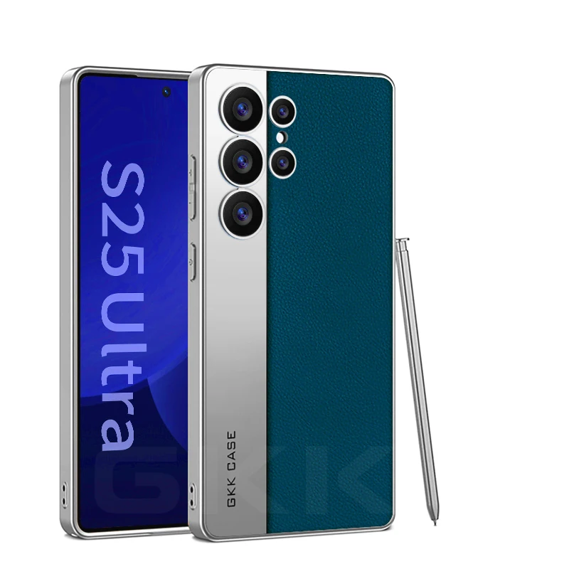 Luxury Metal Paint Edge Leather Case - Shockproof Matte Soft Slim Cover