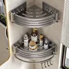 1-2PCS Bathroom Corner Shelf with Hook Towel Bar No Drill Space Aluminum Shower Storage Rack Bathroom Organizer 1