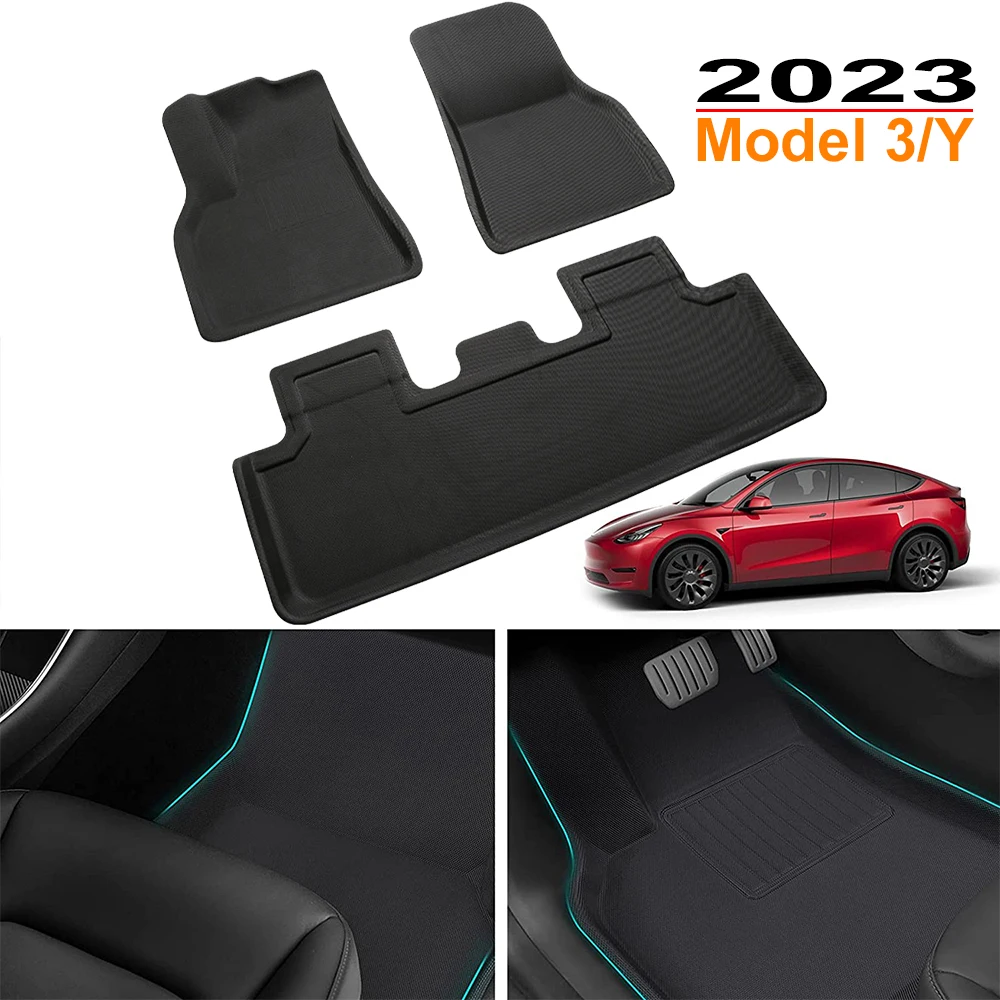 テスラモデル3 y 2019-2023, 3D, 2024用の,車内用の左右の運転フロアマット AliExpress