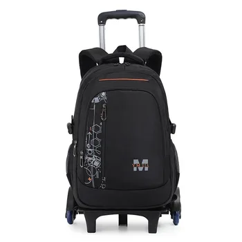 School Rolling backpack bag School Bags with wheels Student wheeled Backpacks for boys Children School Trolley Bag Waterproof 1