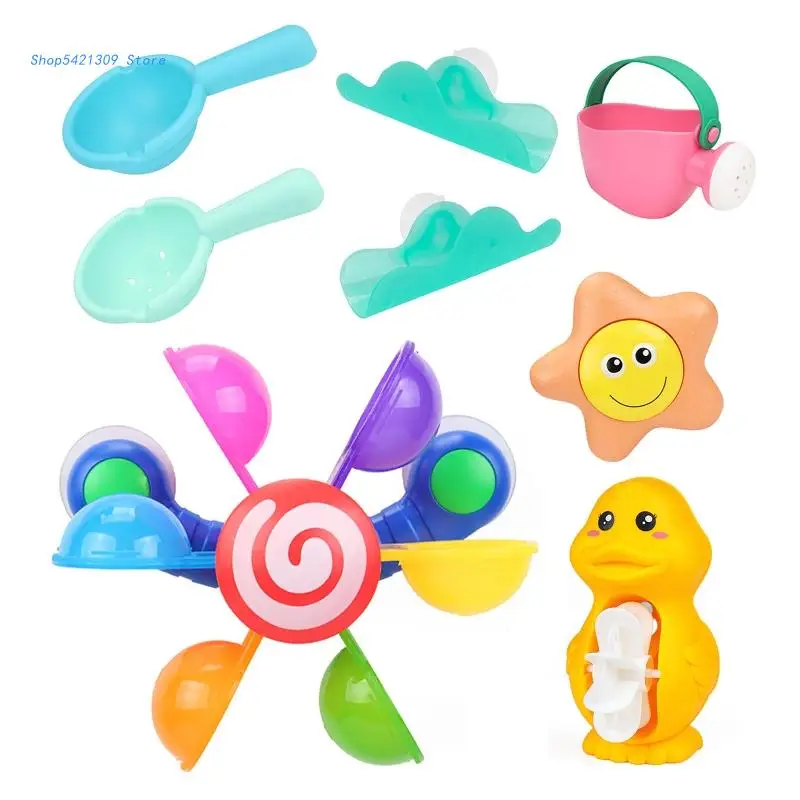 

85WA Baby Bath Toys Colorful Waterwheel Bathing Sucker Bathtub Water for Kids