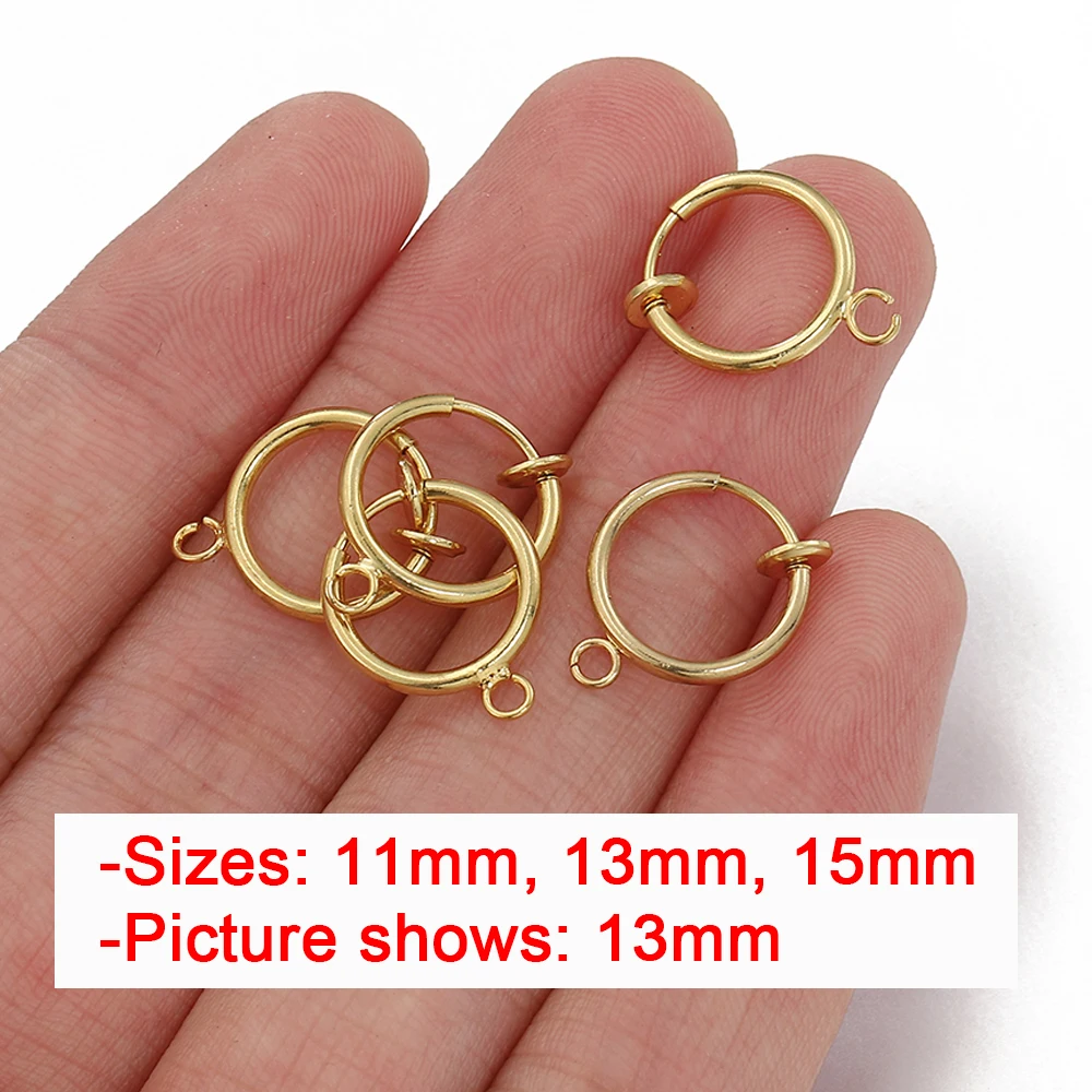 10pcs Retractable Clip on Ear Clip Hoop Non Piercing Silver Color Copper Round Earring Clips for Earrings Jewelry Making DIY 2