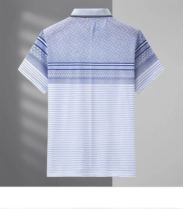 2023 New Men's T-shirt Short Sleeve Polo-Neck Commuter Summer Basic Fashion Casual All-match England Striped Pockets Pullovers 14 S5c652e8fd251445eb6471683fce64c61T