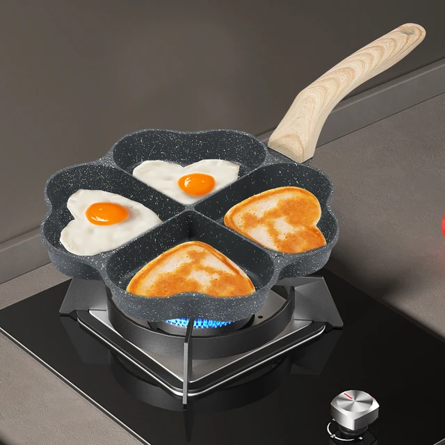 Cast Iron Heart Pancake Pan Heart-shaped Cast Iron Rwoora Non