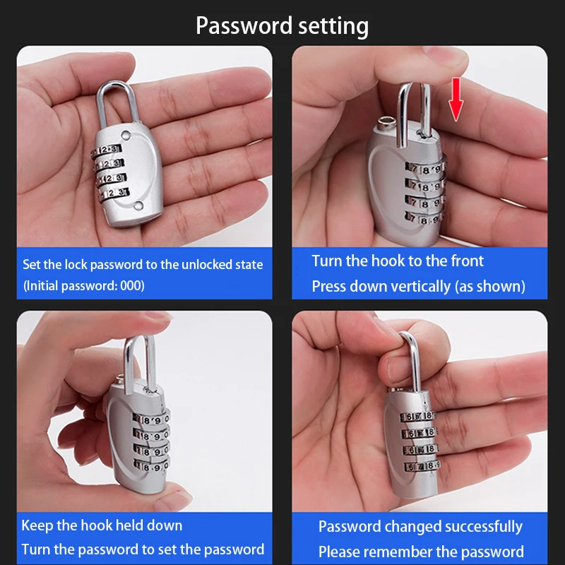 4-Digit Zinc Alloy Combination Padlock 5