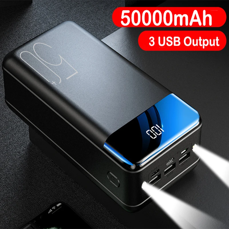 

Power Bank 50000mAh Portable Fast Charging Powerbank External Battery Charger for iPhone 15 Samsung S23 Huawei Xiaomi Poverbank
