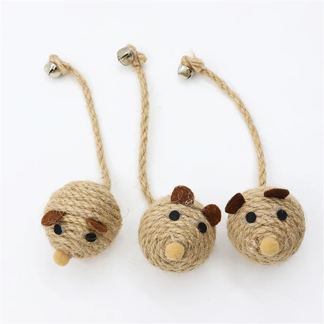 Handwoven Hemp Rope Mice Cat Toy with Natural Feather and Jingling Bell - Interactive Play for Cats, Durable and Fun Pet Toy Handwoven Hemp Rope Mice Cat Toy with Natural Feather and Jingling Bell - Interactive Play for Cats, Durable and Fun Pet Toy