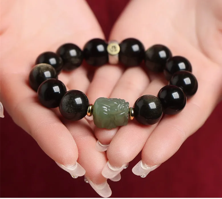 hetian-jade-brave-lucky-country-style-design-retro-bracelet-men-and-women-obsidian-buddha-beads-zodiac-gift-hand-rope-for-couple