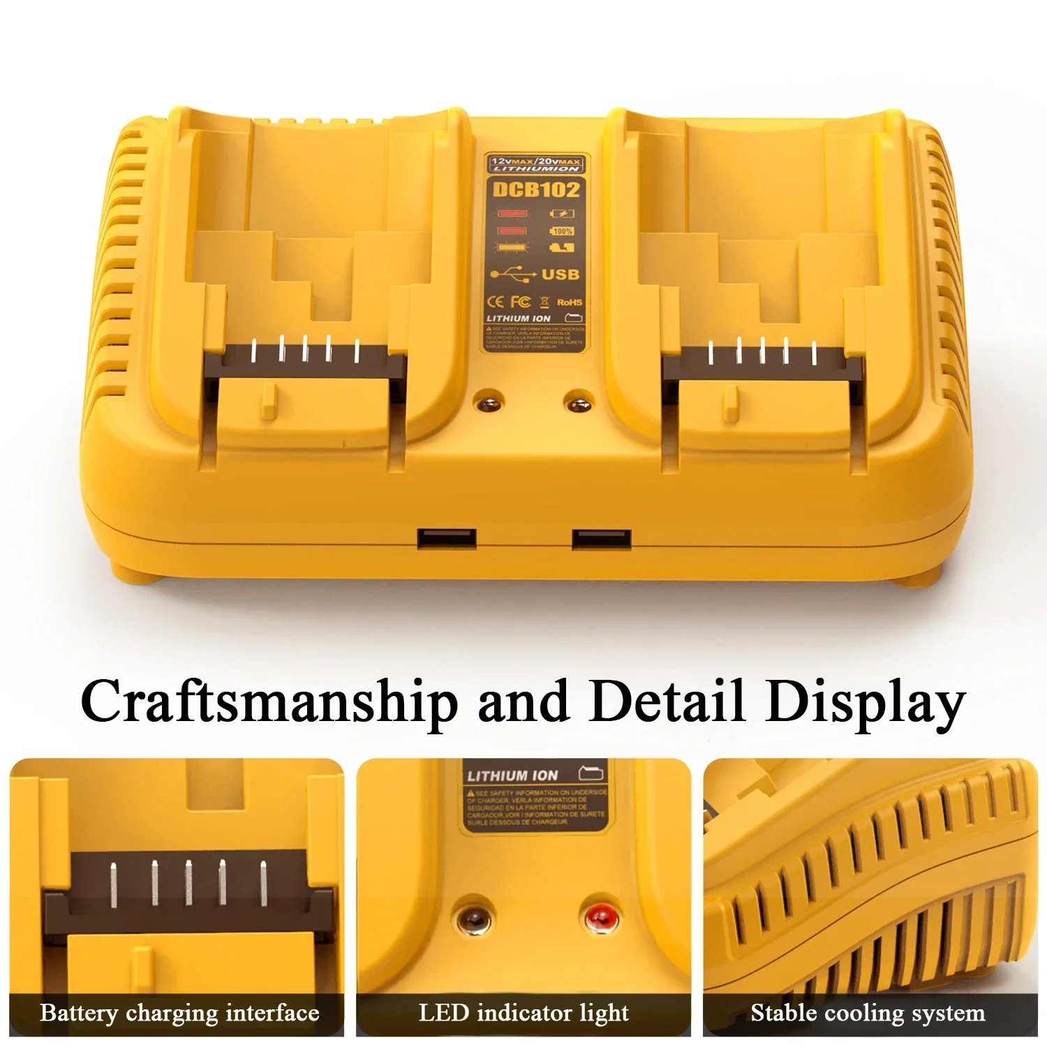 12v 20v Dewalt Battery Charger Yellow Light DEWALT Lithium-Ion