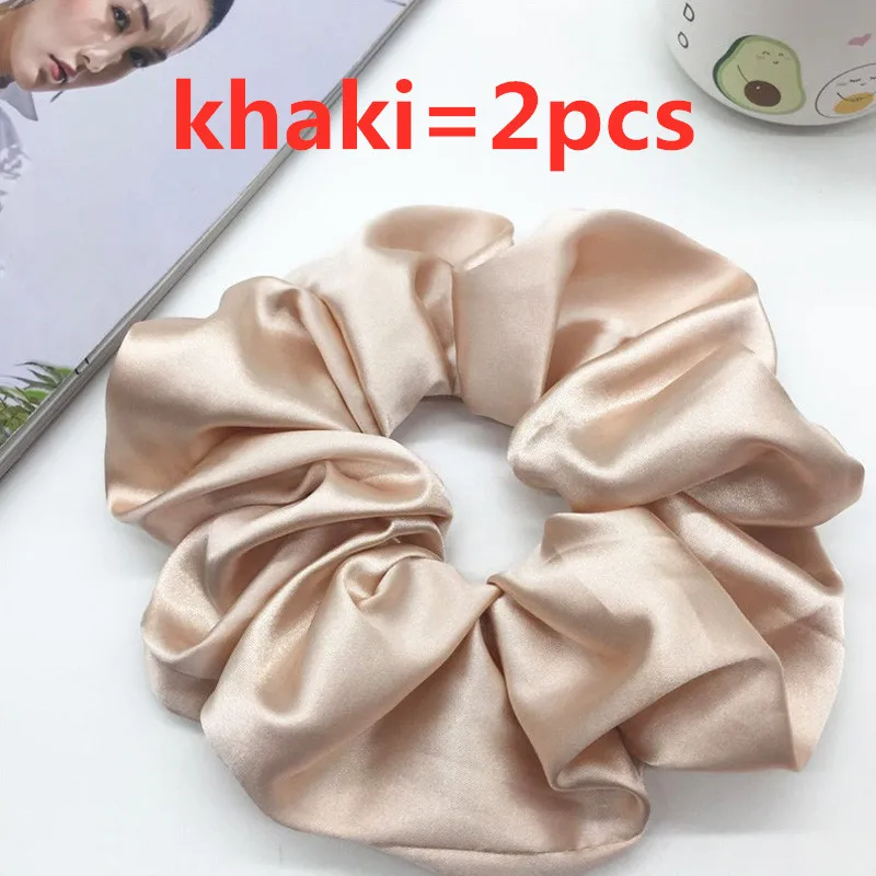 Oversized Hair Scrunchies For Women Solid Satin Silk Scrunchie Hair Rubber Bands Elastic Hair Ties Accessories Ponytail Holder wide headbands for short hair Hair Accessories