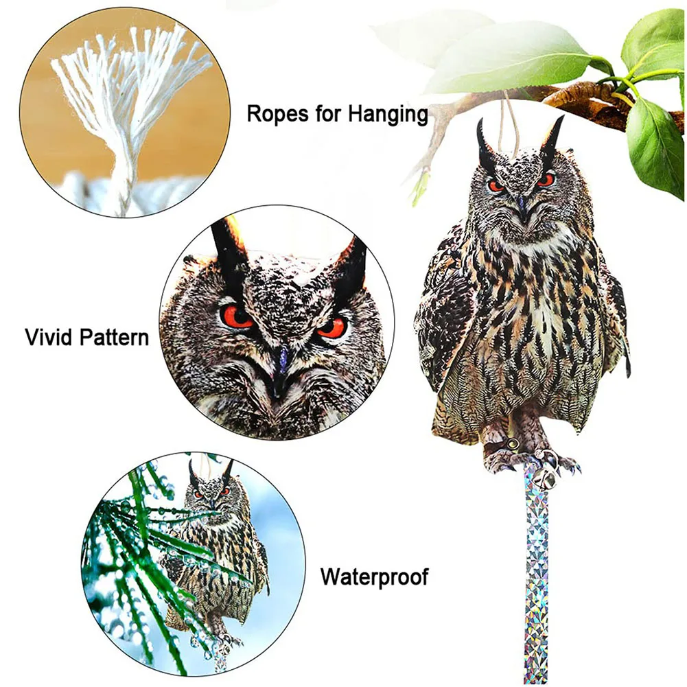 

Owl Decoy To Scare Birds Away Suspending Fake Acrylic Owl Statue For Repellent Reflects Home Garden Yard Decor Scarecrow