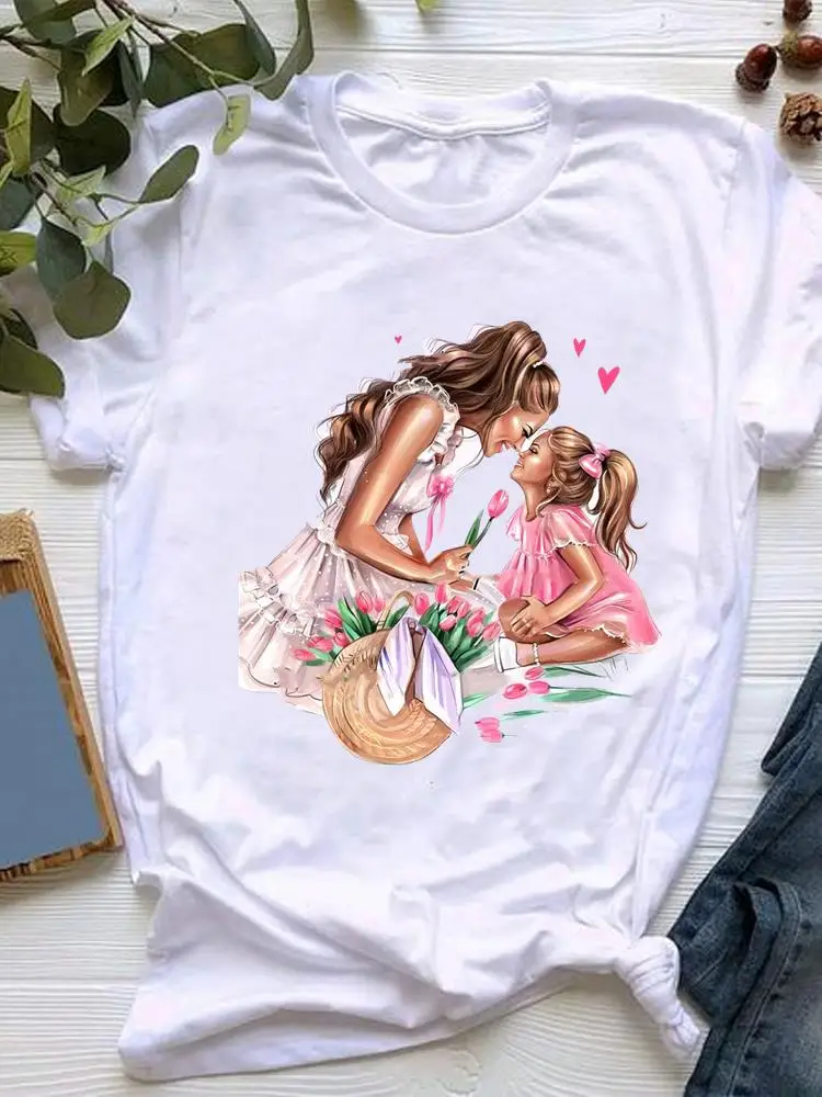 

Футболка женская с принтом, модная одежда с коротким рукавом, с графическим рисунком для мам и счастливого времени, милая Базовая, на лето