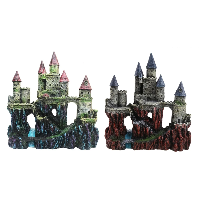 Aquarium Resin Castle Decoration Stone Cave Fish for Tank Accessories for Betta