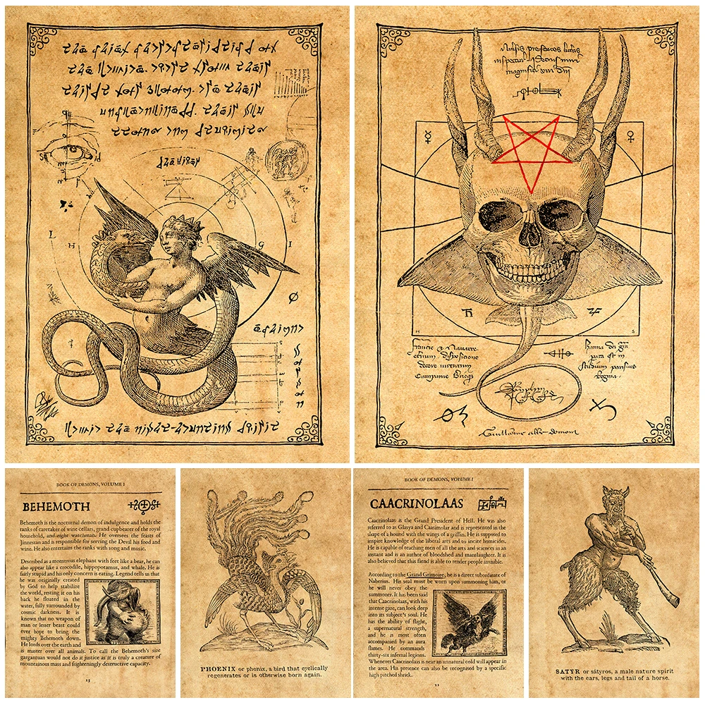 Livre d'ombres Wicca, toile d'art mural, peinture de sorcières et  d'alchimiste, mythologie, affiche d'art folklorique, décor imprimé -  AliExpress, image size:1000x1000