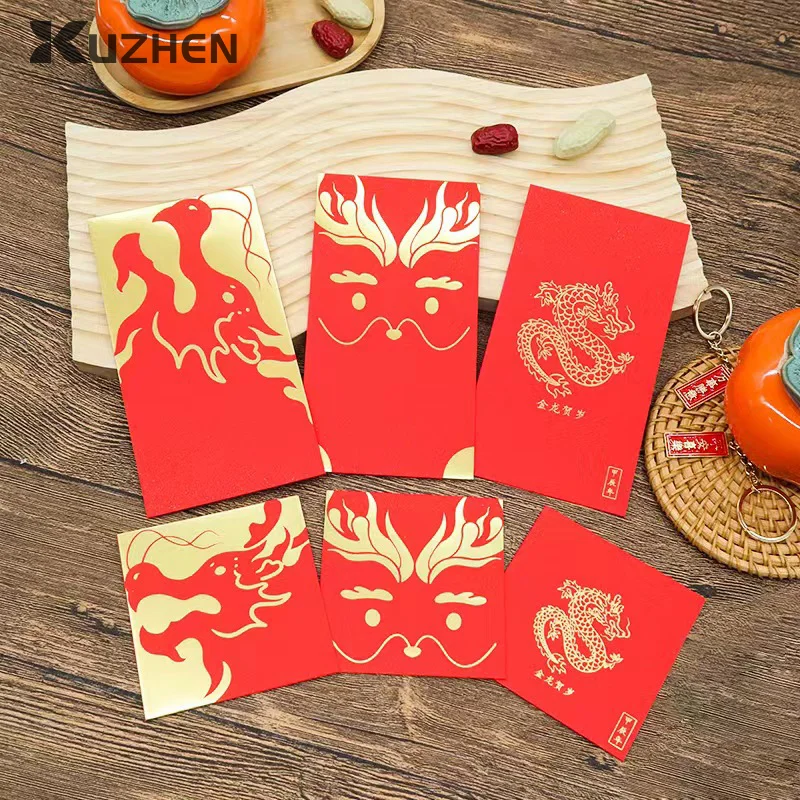 

10Pc Red Packet Bag Red Envelope Bag Year Of The Dragon Cartoon 2024 New Year Spring Festival Red Packet Year Chinese Lunar Year