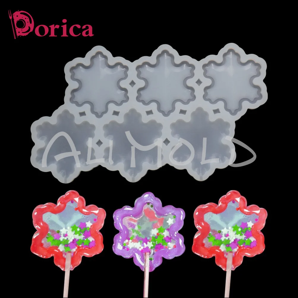 

Dorica Snowflakes Shape Resin Epoxy Mold Chocolate Lollipop Silicone Mould Cake Decorating Tools Kitchen Supplies Bakeware