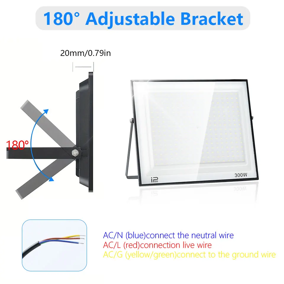 LED Flood Light led flood light AC220V 20W 30W 50W 70W 100W 150W 200W 300W IP66 Waterproof Outdoor Projector For Garden Street Garage Lighting