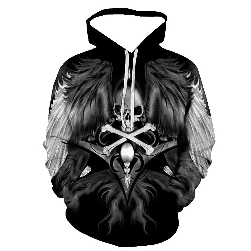 

2023 Skull graphic print super Dalian hoodie for men Y2K Goth punk Harajuku Street thick couple casual loose sweatshirt