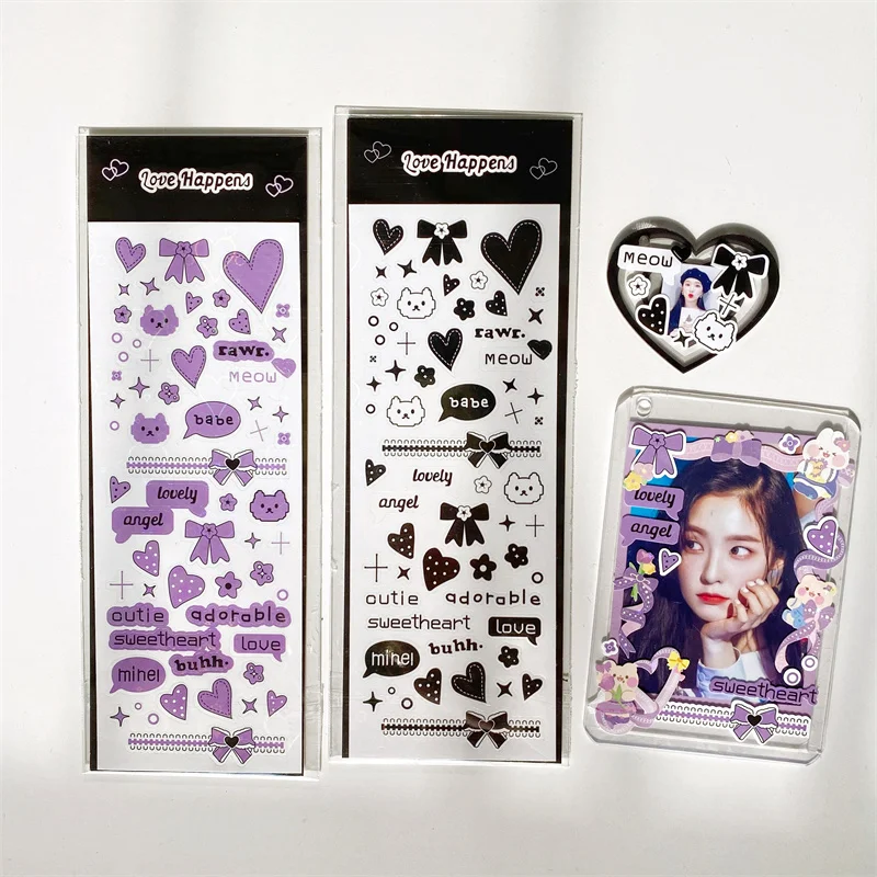 1Pc Shiny Pink Love Series Stickers Scrapbooking Decorative Cute Sticker Korean DIY Diary Album Stick Label School Stationery