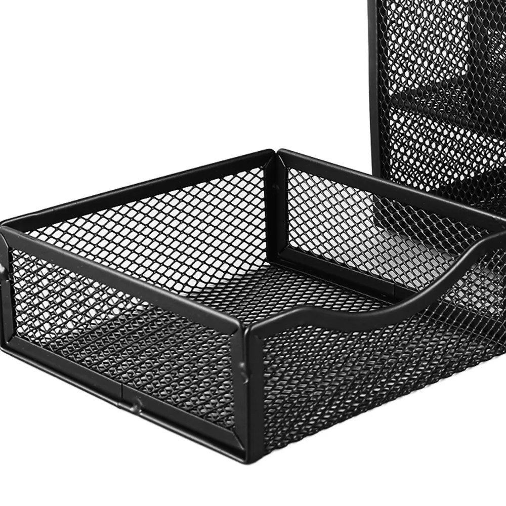 Black Metal Wire Mesh Desk Organizer with 3 Drawers - Multifunctional Stationery Holder