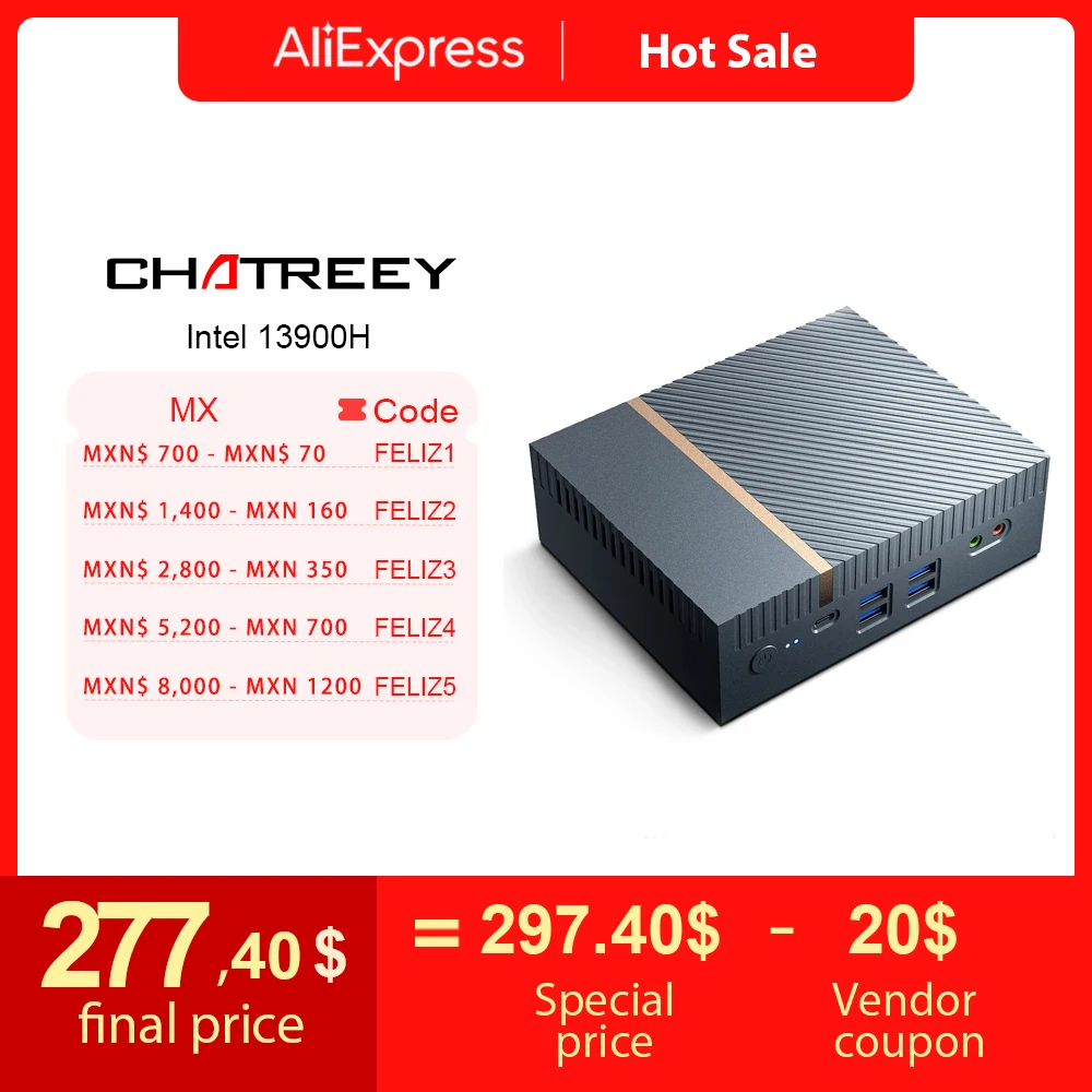 

Chatreey IT12 Mini PC Intel Core i7 1360P i9 12900H Gaming Desktop Computer 2x2.5G Ethernet PCIe 4.0 Wifi 6 Thunderbolt 4