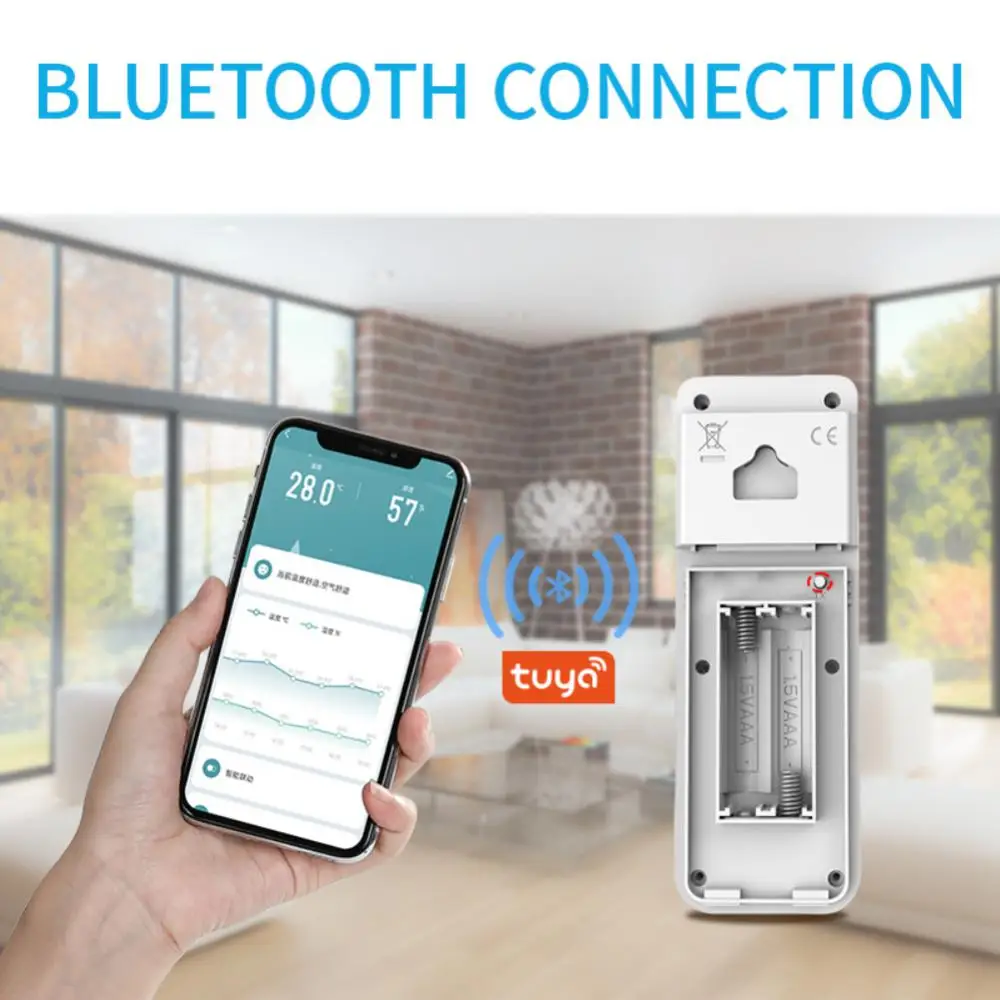 

Мини датчик температуры и влажности Tuya, портативный гигрометр с Bluetooth и управлением через приложение, для дома и улицы