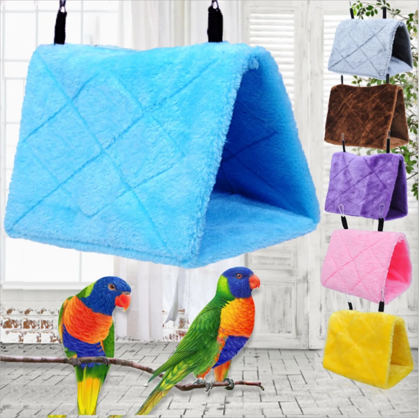 Triangular Bird's Nest Hamster Parrot Tent Small Animal House Mynah Starling Ferret Warm Cotton Cage Sleeping Bed Pet Supplies pet sleeping bed bird house bird nest bird sleeping bed