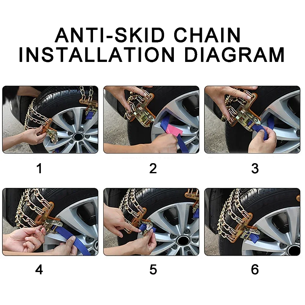 For 145-215mm Tire Universal Steel Truck Car Wheels Tyre Tire Snow Chains Belt Winter Anti-skid Vehicles SUV Wheel Chain